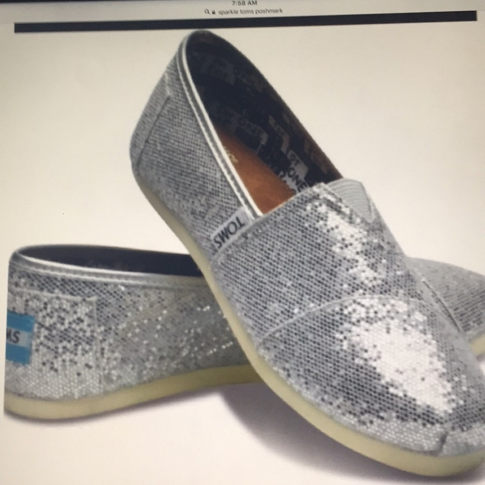 Sparkly silver Toms